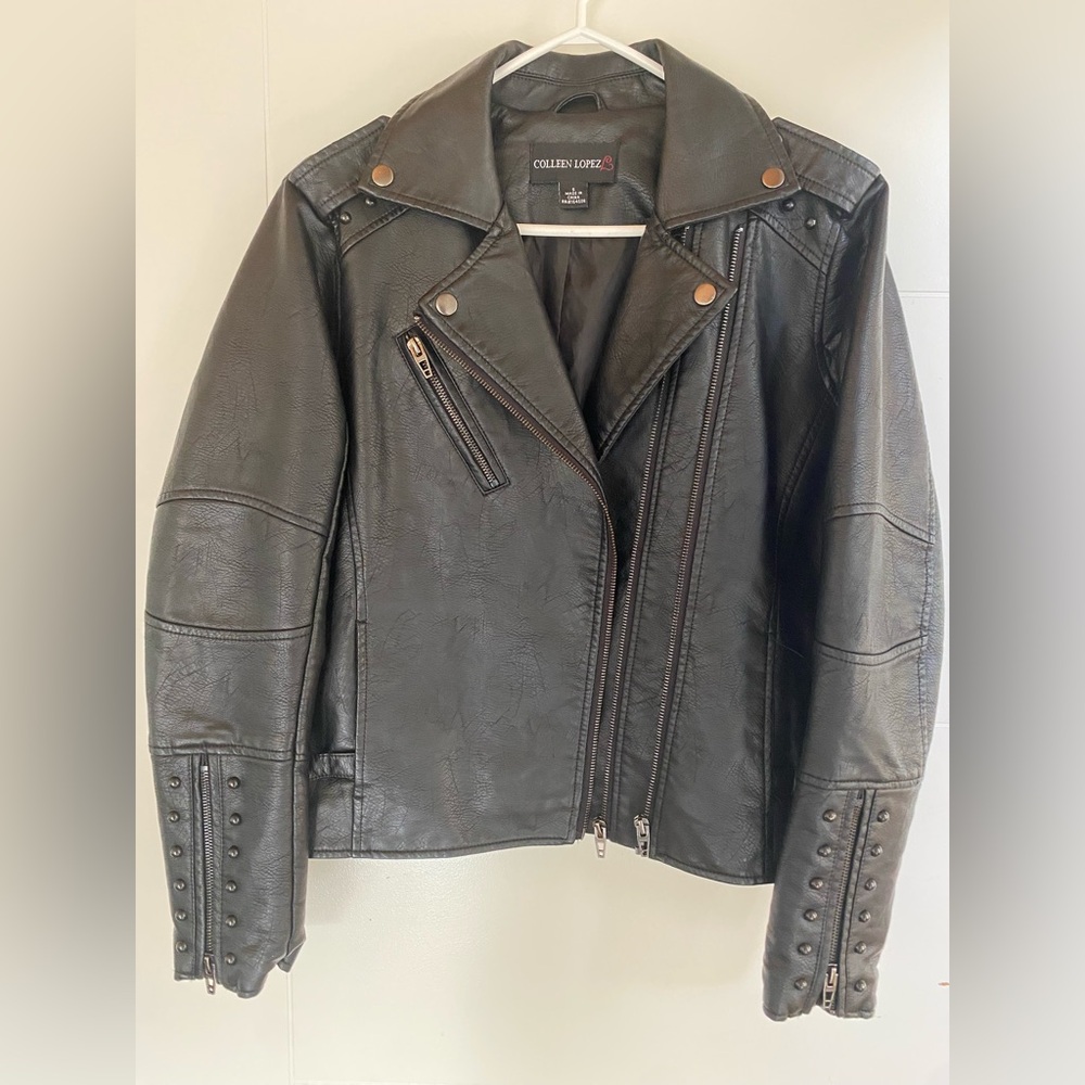 Colleen Lopez Dark Leather Moto Jacket